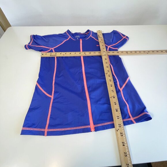 Nike Blue Short Sleeve Full Zip Hydro Rash Guard Top S Women’s Activewear - Picture 10 of 10